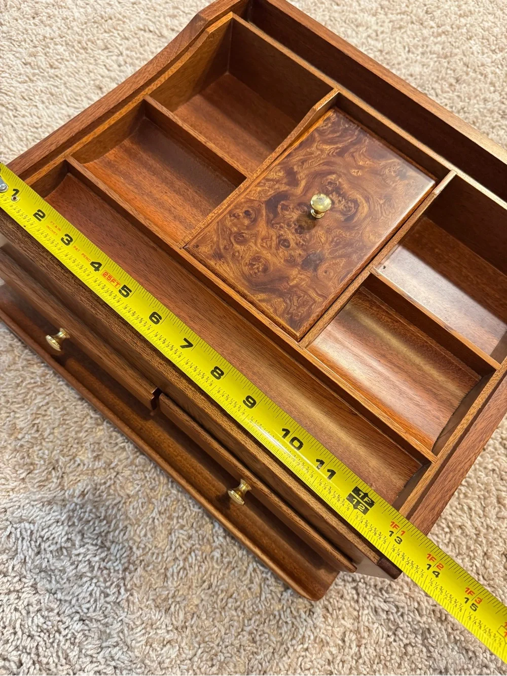 Rare Vintage Men‘s Dresser Jewelry Valet Tray Wood Jewelry Box Organizer